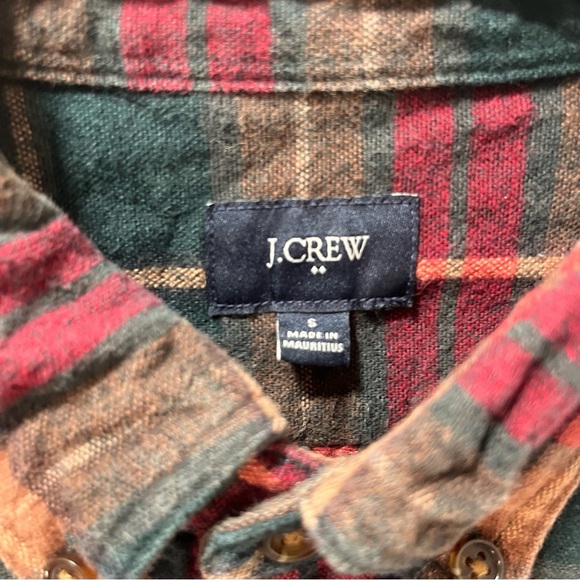 J Crew Plaid Flannel Shacket Shirt Jacket Faux Suede Elbow Patches Brown Red S - Picture 6 of 9